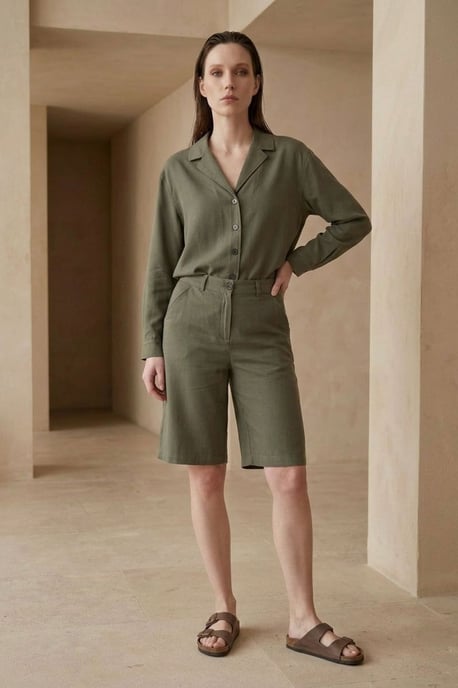 Baumwoll-Popeline-Shirt- und Shorts-Set - Image 2