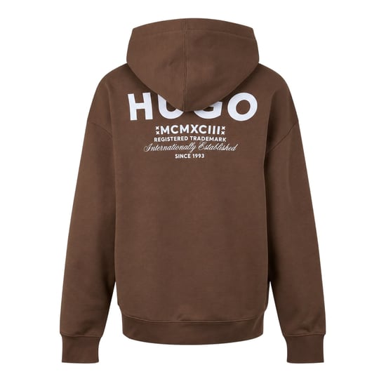 Hugo - Kapuzenpullover für Herren, Über den Kopf, Baumwolle, leger (Dunkelbraun) - Image 2