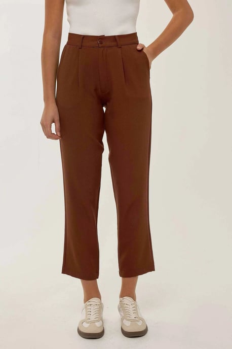 Hochtaillierte plissierte Röhrenhose - Image 2