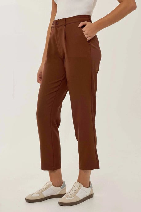 Hochtaillierte plissierte Röhrenhose - Image 3
