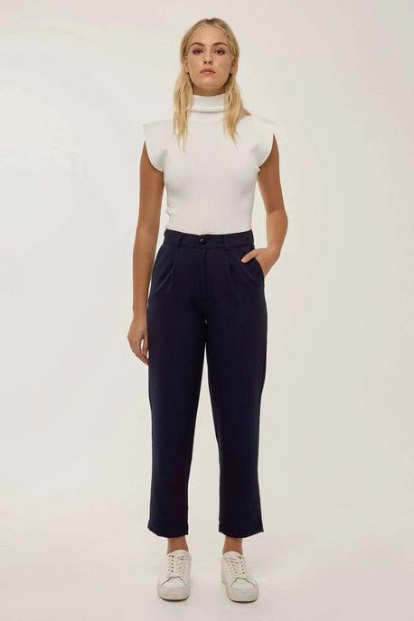 Hochtaillierte Faltenhose mit weitem Bein - Image 1