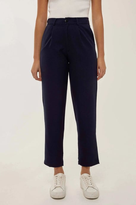 Hochtaillierte Faltenhose mit weitem Bein - Image 2