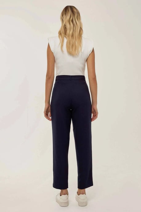 Hochtaillierte Faltenhose mit weitem Bein - Image 5