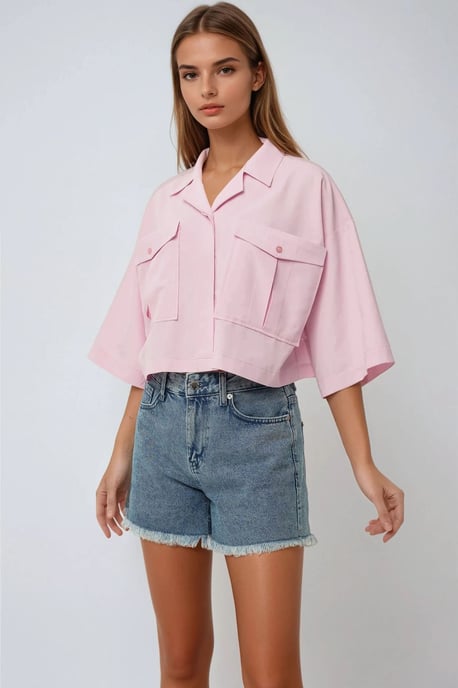 Crop-Shirt mit einer Taschenoptik - Image 2