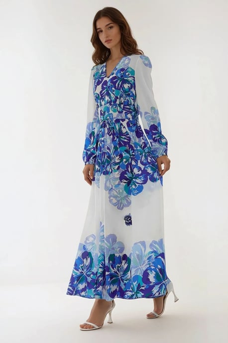 Gemustertes Maxikleid mit V-Ausschnitt - Image 2