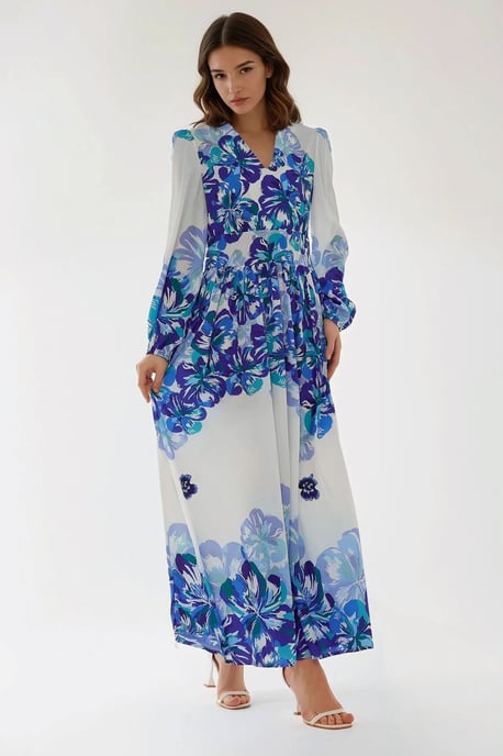 Gemustertes Maxikleid mit V-Ausschnitt - Image 4