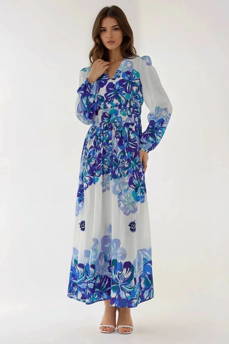 Gemustertes Maxikleid mit V-Ausschnitt - Image 5