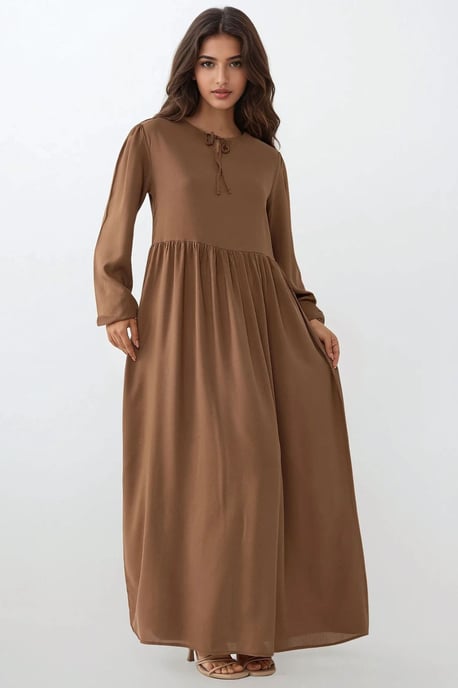 Maxikleid mit A-Linie und Rundhalsausschnitt - Image 4
