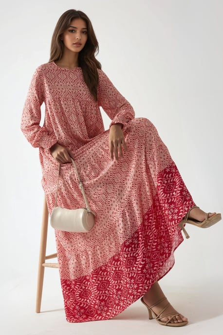 Bedrucktes Viskose-Maxikleid mit Rundhalsausschnitt - Image 2