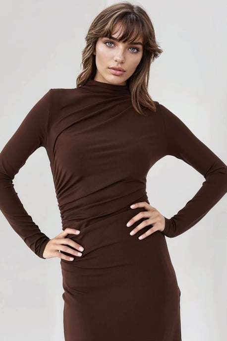 Bodycon Drapiertes Midi-Kleid - Image 3