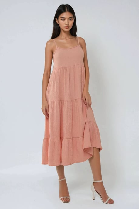 Strukturiertes A-Linien Midi-Kleid - Image 2