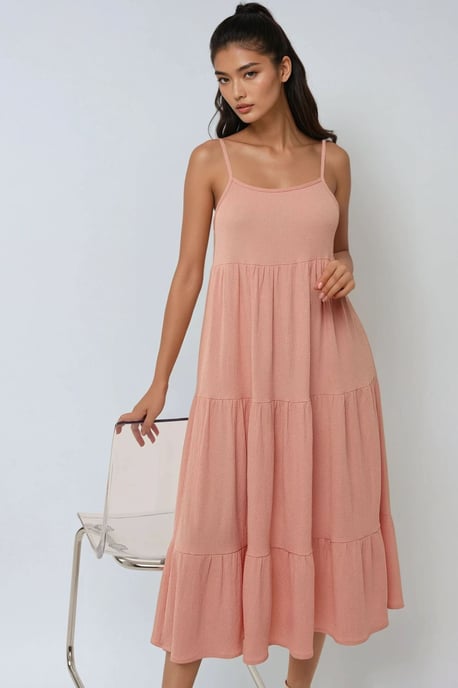 Strukturiertes A-Linien Midi-Kleid - Image 3