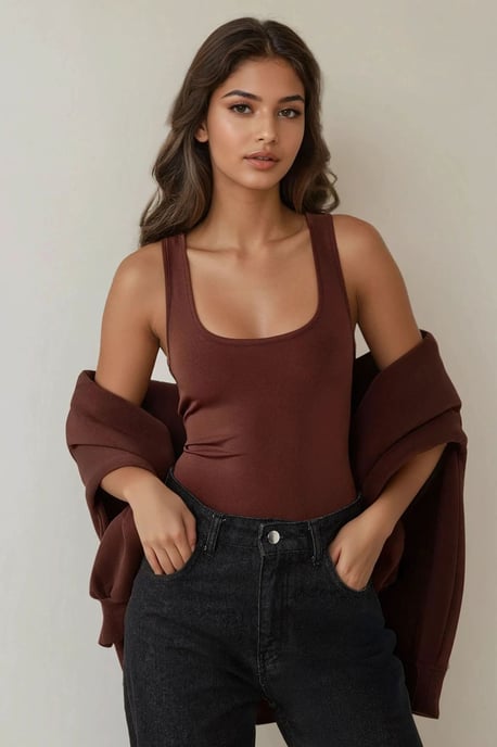 Scoop-Neck Ärmeloses Slim-Fit Stricktanktop - Image 2