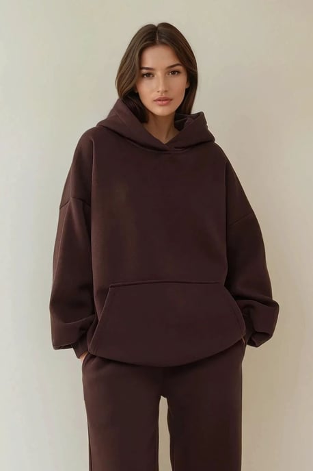 Lockerer Oversized-Pullover mit Kapuze und Kängurutasche - Image 1