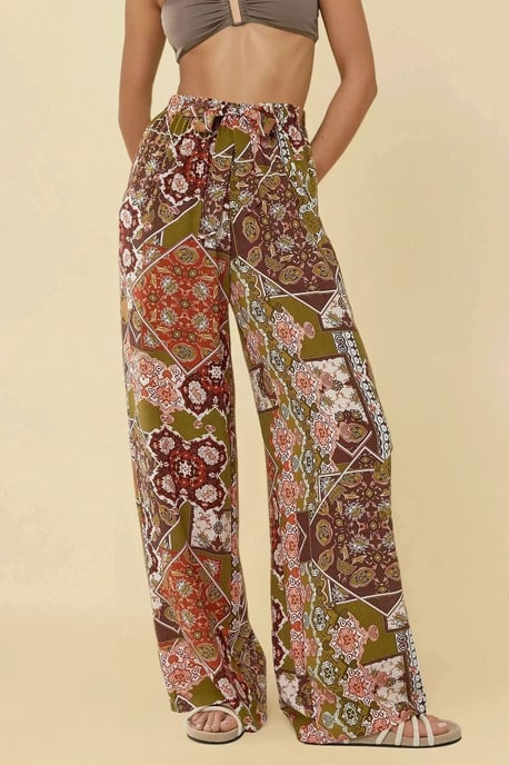 Bedruckte Weite Beinen Hose mit Kordelzug - Image 2