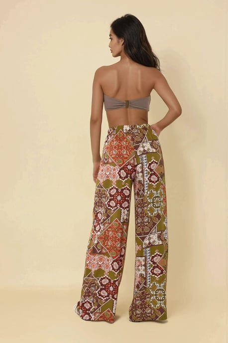 Bedruckte Weite Beinen Hose mit Kordelzug - Image 4