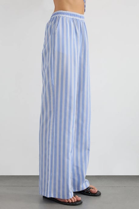 Gestreifte Hose mit weitem Bein und elastischem Bund - Image 3