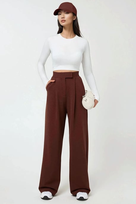 Hochtaillierte elastische Crepe Palazzo-Hose - Image 2