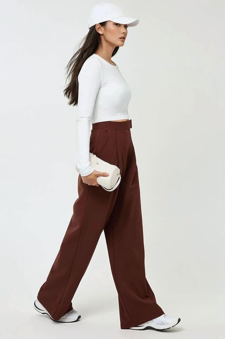 Hochtaillierte elastische Crepe Palazzo-Hose - Image 3