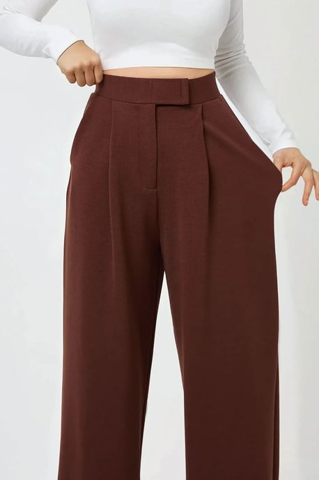 Hochtaillierte elastische Crepe Palazzo-Hose - Image 5