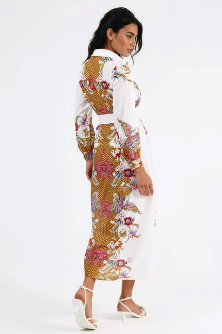 Blumenkleid mit Gürtel in Midi-Länge - Image 3