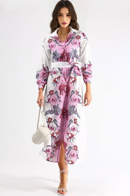 Blumenkleid mit Gürtel in Midi-Länge - Image 1