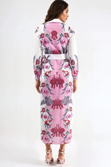 Blumenkleid mit Gürtel in Midi-Länge - Image 3