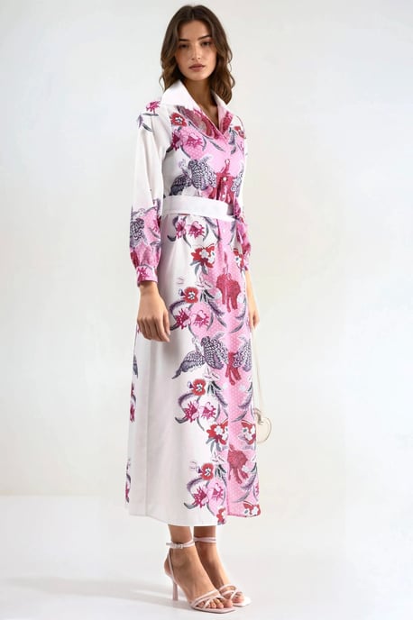 Blumenkleid mit Gürtel in Midi-Länge - Image 4