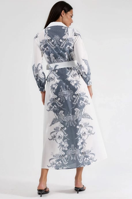 Blumenkleid mit Gürtel in Midi-Länge - Image 3