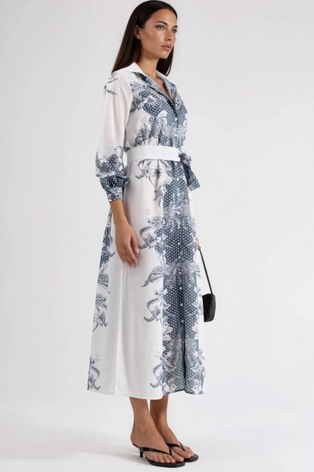Blumenkleid mit Gürtel in Midi-Länge - Image 5