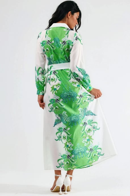 Blumenkleid mit Gürtel in Midi-Länge - Image 3