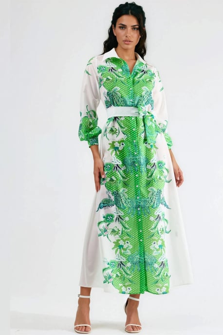 Blumenkleid mit Gürtel in Midi-Länge - Image 5