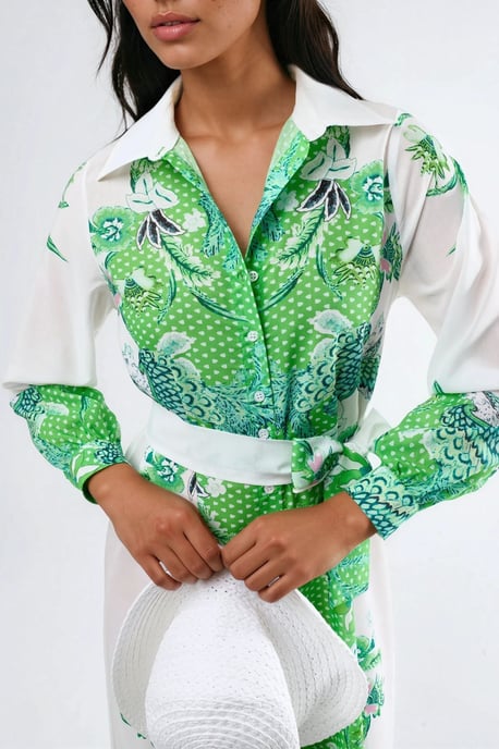 Blumenkleid mit Gürtel in Midi-Länge - Image 6