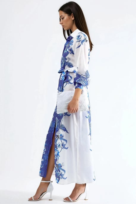 Blumenkleid mit Gürtel in Midi-Länge - Image 4