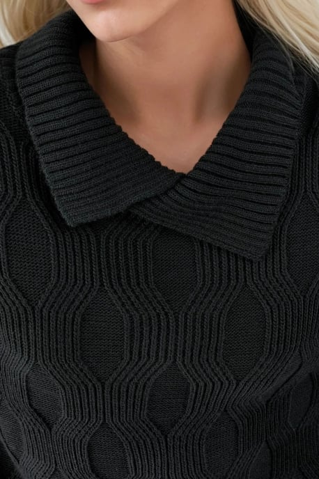 Mustertexturierter Strickpullover mit Kragen-Details - Image 5