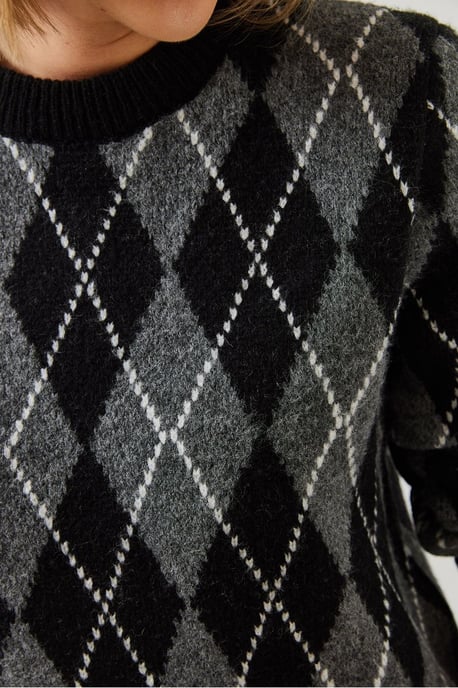 Baklava-Muster Rundhals-Strickpullover - Image 2