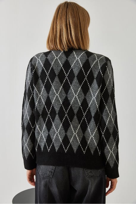 Baklava-Muster Rundhals-Strickpullover - Image 3