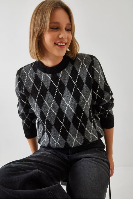 Baklava-Muster Rundhals-Strickpullover - Image 4