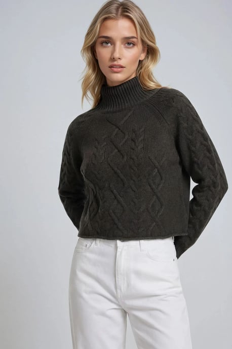 Rippstrick-Pullover mit Argyle-Muster und halbem Stehkragen - Image 1