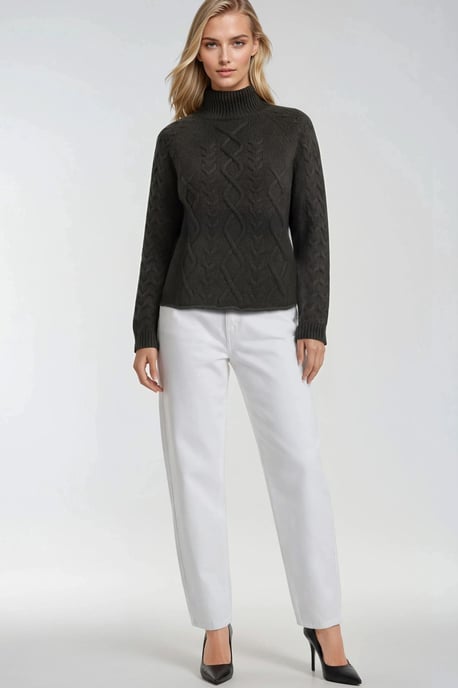 Rippstrick-Pullover mit Argyle-Muster und halbem Stehkragen - Image 3