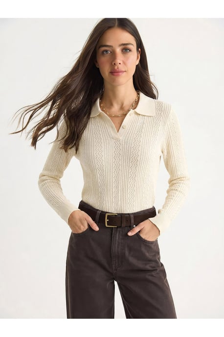 Strukturierter Polo-Kragen-Pullover - Image 2