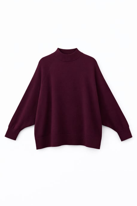Oversized Rippstrick-Halbrollkragenpullover - Image 1