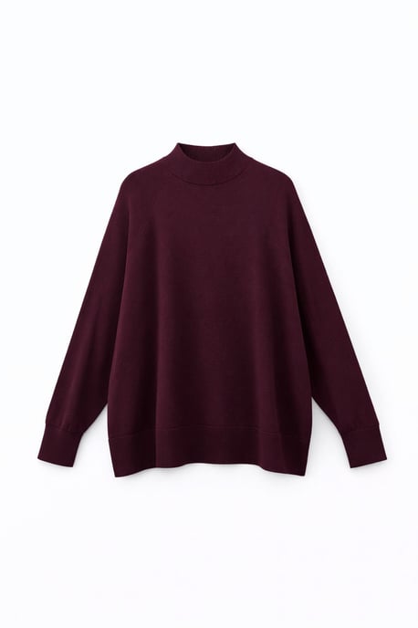 Oversized Rippstrick-Halbrollkragenpullover - Image 2
