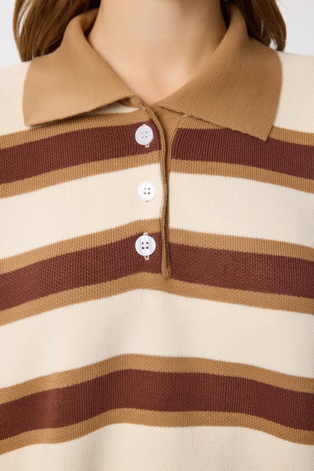 Gestreifter Pullover mit Polokragen - Image 5