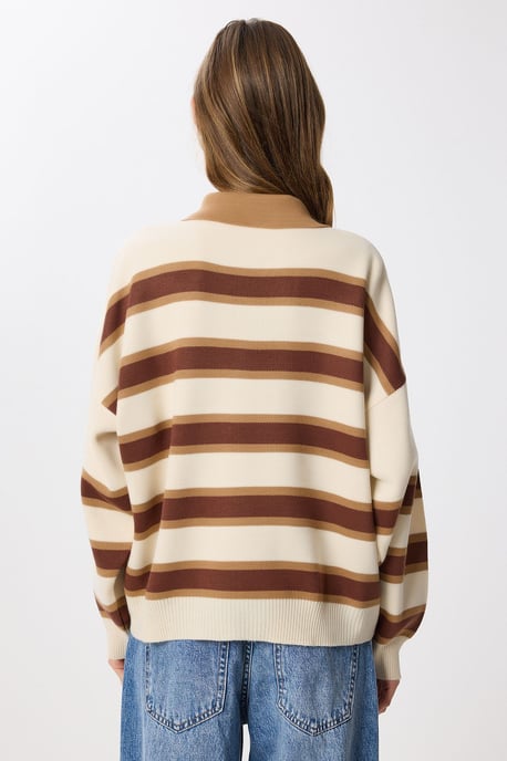 Gestreifter Pullover mit Polokragen - Image 6