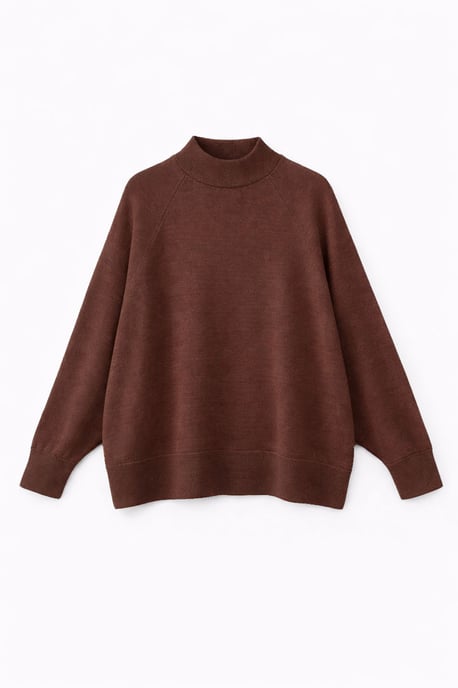 Oversized Rippstrick-Halbrollkragenpullover - Image 1