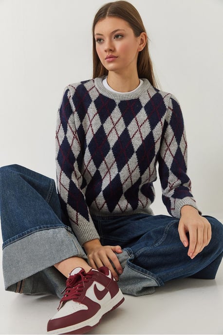 Baklava-Muster Crew-Neck Strickpullover - Image 2