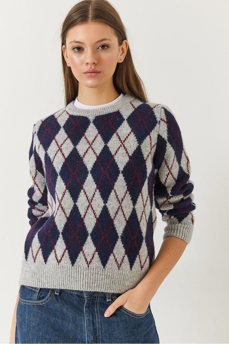 Baklava-Muster Crew-Neck Strickpullover - Image 3