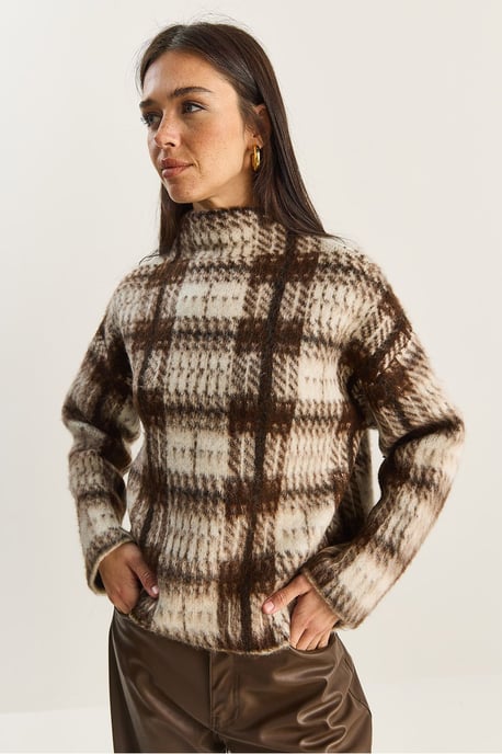 Dicker Karierte Halboverall Pullover - Image 3