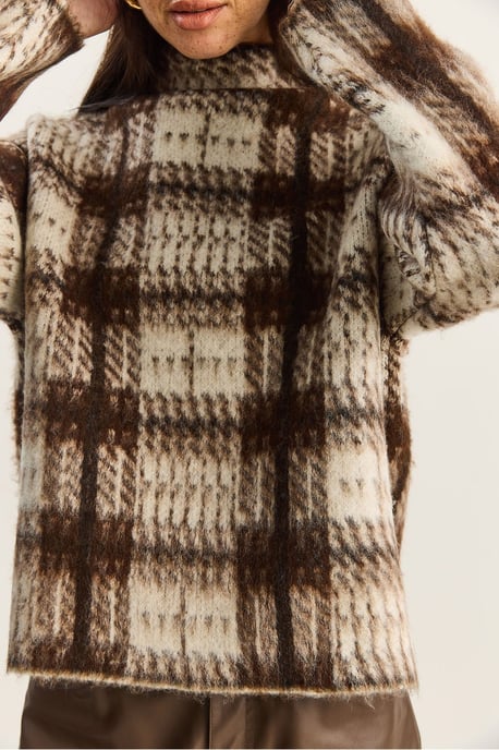 Dicker Karierte Halboverall Pullover - Image 6